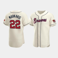 Men's Atlanta Braves #22 Nick Markakis Cream Authentic 2020 Alternate Jersey Men's Atlanta Braves #22 Nick Markakis Cream Authentic 2020 Alternate Jersey