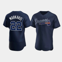 Men's Atlanta Braves #22 Nick Markakis Navy Authentic Player 2020 Alternate Jersey Men's Atlanta Braves #22 Nick Markakis Navy Authentic Player 2020 Alternate Jersey