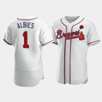 Men's Atlanta Braves #1 Ozzie Albies White 2021 Memorial Day Authentic Jersey Men's Atlanta Braves #1 Ozzie Albies White 2021 Memorial Day Authentic Jersey