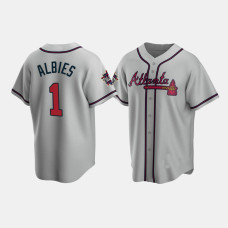 Men's Atlanta Braves Ozzie Albies Gray 2021 All-Star Replica Game Patch Jersey