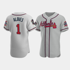 Men's Atlanta Braves Ozzie Albies Gray 2021 All-Star Authentic Road Game Patch Jersey