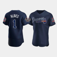 Men's Atlanta Braves Ozzie Albies Navy 2021 All-Star Authentic Alternate Game Patch Jersey