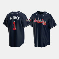 Men's Atlanta Braves Ozzie Albies Navy 2021 All-Star Replica Game Patch Jersey Men's Atlanta Braves Ozzie Albies Navy 2021 All-Star Replica Game Patch Jersey