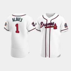 Men's Atlanta Braves Ozzie Albies White 2021 All-Star Authentic Home Game Patch Jersey