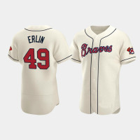 Men's Atlanta Braves #49 Robbie Erlin Cream Authentic Alternate Jersey Men's Atlanta Braves #49 Robbie Erlin Cream Authentic Alternate Jersey