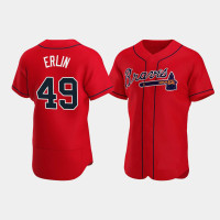 Men's Atlanta Braves #49 Robbie Erlin Red Authentic Alternate Jersey