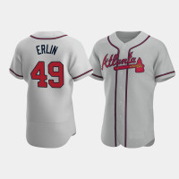 Men's Atlanta Braves #49 Robbie Erlin Gray Authentic Road Jersey Men's Atlanta Braves #49 Robbie Erlin Gray Authentic Road Jersey
