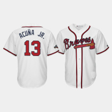 Atlanta Braves Men's #13 Ronald Acuna Jr. 2019 Postseason White Official Cool Base Jersey Atlanta Braves Men's #13 Ronald Acuna Jr. 2019 Postseason White Official Cool Base Jersey