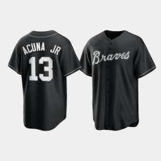 Atlanta Braves Ronald Acuna Jr. Black White 2021 All Black Fashion Replica Jersey Atlanta Braves Ronald Acuna Jr. Black White 2021 All Black Fashion Replica Jersey