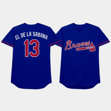 Men's Atlanta Braves #13 Ronald Acuna Jr. 2021 Players Weekend Nickname Blue Jersey Men's Atlanta Braves #13 Ronald Acuna Jr. 2021 Players Weekend Nickname Blue Jersey