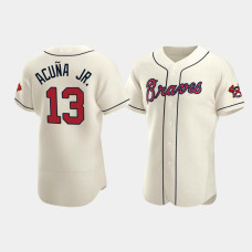 Men's Atlanta Braves #13 Ronald Acuna Jr. Cream Authentic 2020 Alternate Jersey Men's Atlanta Braves #13 Ronald Acuna Jr. Cream Authentic 2020 Alternate Jersey