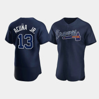 Men's Atlanta Braves #13 Ronald Acuna Jr. Navy Authentic Player 2020 Alternate Jersey Men's Atlanta Braves #13 Ronald Acuna Jr. Navy Authentic Player 2020 Alternate Jersey