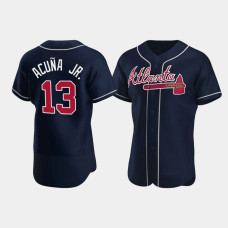 Men's Atlanta Braves #13 Ronald Acuna Jr. Navy Authentic 2020 Alternate Jersey Men's Atlanta Braves #13 Ronald Acuna Jr. Navy Authentic 2020 Alternate Jersey