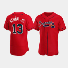 Men's Atlanta Braves #13 Ronald Acuna Jr. Red Authentic 2020 Alternate Jersey Men's Atlanta Braves #13 Ronald Acuna Jr. Red Authentic 2020 Alternate Jersey
