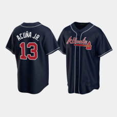 Men's Atlanta Braves #13 Ronald Acuna Jr. Navy 2020 Replica Alternate Jersey Men's Atlanta Braves #13 Ronald Acuna Jr. Navy 2020 Replica Alternate Jersey