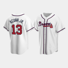 Men's Atlanta Braves #13 Ronald Acuna Jr. White 2020 Replica Home Jersey Men's Atlanta Braves #13 Ronald Acuna Jr. White 2020 Replica Home Jersey