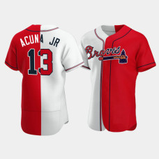 Men's Atlanta Braves Ronald Acuna Jr. #13 White Red Split Authentic Jersey Men's Atlanta Braves Ronald Acuna Jr. #13 White Red Split Authentic Jersey