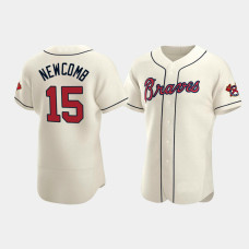 Men's Atlanta Braves #15 Sean Newcomb Cream Authentic 2020 Alternate Jersey Men's Atlanta Braves #15 Sean Newcomb Cream Authentic 2020 Alternate Jersey