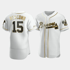 Men's Atlanta Braves #15 Sean Newcomb White Golden Edition Authentic Jersey Men's Atlanta Braves #15 Sean Newcomb White Golden Edition Authentic Jersey