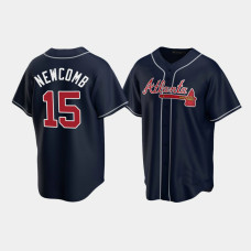 Men's Atlanta Braves #15 Sean Newcomb Navy 2020 Replica Alternate Jersey Men's Atlanta Braves #15 Sean Newcomb Navy 2020 Replica Alternate Jersey