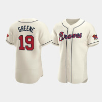 Men's Atlanta Braves #19 Shane Greene Cream Authentic 2020 Alternate Jersey Men's Atlanta Braves #19 Shane Greene Cream Authentic 2020 Alternate Jersey
