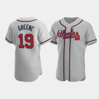 Men's Atlanta Braves #19 Shane Greene Gray Authentic 2020 Road Jersey Men's Atlanta Braves #19 Shane Greene Gray Authentic 2020 Road Jersey