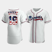 Men's Atlanta Braves #19 Shane Greene White 4th of July 2020 Stars & Stripes Jersey Men's Atlanta Braves #19 Shane Greene White 4th of July 2020 Stars & Stripes Jersey