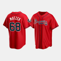 Men's Atlanta Braves Tyler Matzek Red 2021 All-Star Replica Game Patch Jersey Men's Atlanta Braves Tyler Matzek Red 2021 All-Star Replica Game Patch Jersey