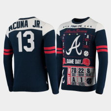Men's Atlanta Braves Ronald Acuna Jr Navy 2021 Ugly Light-Up Sweater Men's Atlanta Braves Ronald Acuna Jr Navy 2021 Ugly Light-Up Sweater