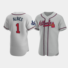 Official Men's Atlanta Braves Authentic Ozzie Albies Gray 2021 World Series Champions Jersey