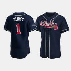 Official Men's Atlanta Braves Authentic Ozzie Albies Navy 2021 World Series Champions Jersey