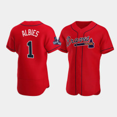 Official Men's Atlanta Braves Authentic Ozzie Albies Red 2021 World Series Champions Jersey