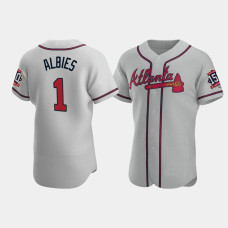 Men's Atlanta Braves World Series Ozzie Albies Gray 150th Anniversary Jersey