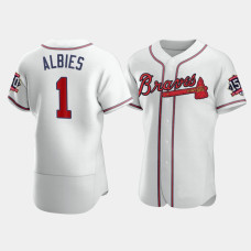 Men's Atlanta Braves World Series Ozzie Albies White 150th Anniversary Jersey