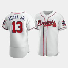 Men's Atlanta Braves World Series Ronald Acuna Jr. White 150th Anniversary Jersey Men's Atlanta Braves World Series Ronald Acuna Jr. White 150th Anniversary Jersey