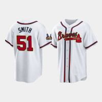 #51 Will Smith Atlanta Braves Men's Replica 2022 Gold Program Jersey - White #51 Will Smith Atlanta Braves Men's Replica 2022 Gold Program Jersey - White