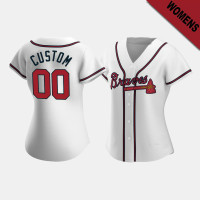 Women's Atlanta Braves #00 Custom White 2020 Replica Home Jersey Women's Atlanta Braves #00 Custom White 2020 Replica Home Jersey