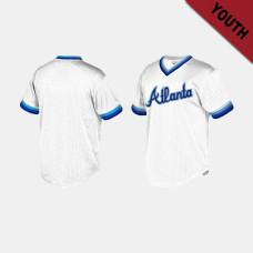 Atlanta Braves Cooperstown Collection Mesh Wordmark V-Neck White Mitchell & Ness Jersey - Youth
