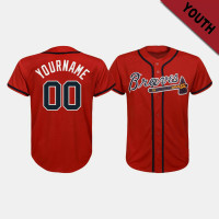 Youth Atlanta Braves Custom #00 Red Replica Alternate Jersey Youth Atlanta Braves Custom #00 Red Replica Alternate Jersey