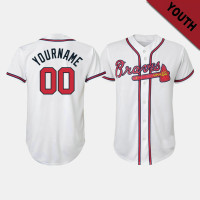 Youth Atlanta Braves Custom #00 White Replica Home Jersey Youth Atlanta Braves Custom #00 White Replica Home Jersey
