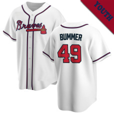 Aaron Bummer #49 Atlanta Braves Youth Home Jersey - White Replica