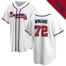 Allan Winans #72 Atlanta Braves Youth Home Jersey - White Replica