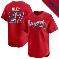 Austin Riley #27 Atlanta Braves Alternate Youth Jersey – Red Limited
