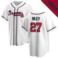 Austin Riley #27 Atlanta Braves Youth Home Jersey - White Replica