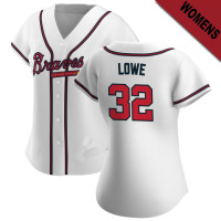 Derek Lowe #32 Atlanta Braves Women's Home Jersey - White Replica Derek Lowe #32 Atlanta Braves Women's Home Jersey - White Replica