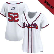 Dylan Lee #52 Atlanta Braves Women's Home Jersey - White Limited