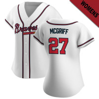 Fred McGriff #27 Atlanta Braves Women's Home Jersey - White Replica Fred McGriff #27 Atlanta Braves Women's Home Jersey - White Replica