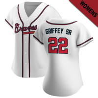 Ken Griffey Sr. #22 Atlanta Braves Women's Home Jersey - White Replica Ken Griffey Sr. #22 Atlanta Braves Women's Home Jersey - White Replica