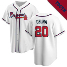 Marcell Ozuna #20 Atlanta Braves Youth Home Jersey - White Replica