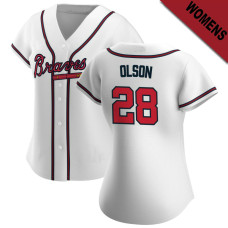 Matt Olson #28 Atlanta Braves Women's Home Jersey - White Replica